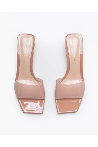 Leather and plexi open toe mules 55