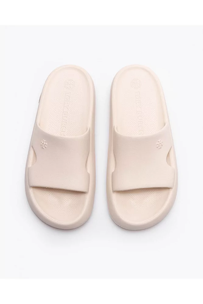Shower Slide of Tory Burch - Ivory open toe mules made of rubber for women