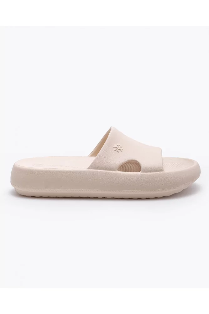 Shower Slide of Tory Burch - Ivory open toe mules made of rubber for women