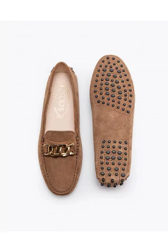 Gommino - Split leather moccasins with metal chain