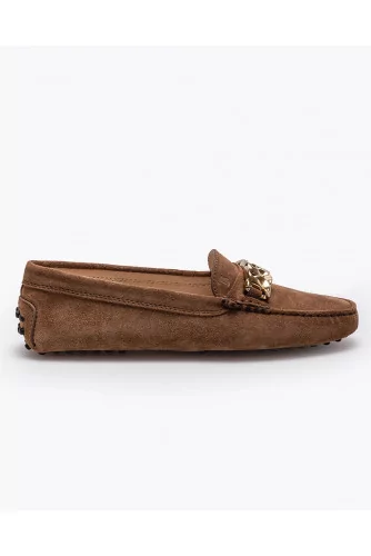 Gommino - Split leather moccasins with metal chain