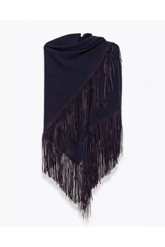 Achat Triangular suede and cashmere scarf with fringes - Jacques-loup