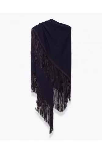 Achat Triangular suede and cashmere scarf extra large with fringes - Jacques-loup
