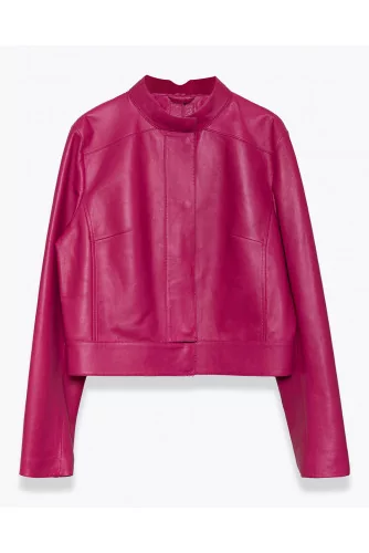 Blouson court en cuir nappa