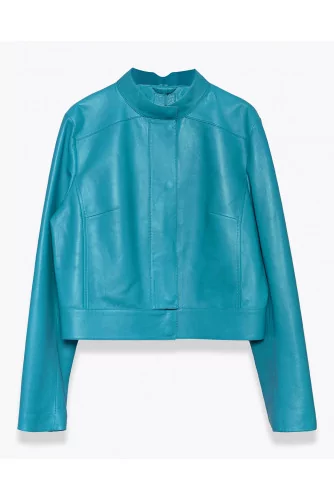 Blouson court en cuir nappa