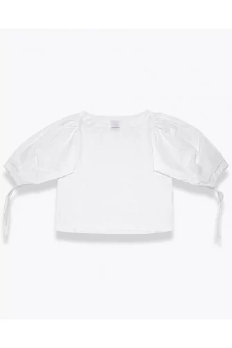 Poplin cotton shirt with boat neckline
