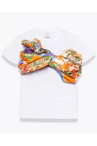 Jersey cotton T-shirt with drape SS
