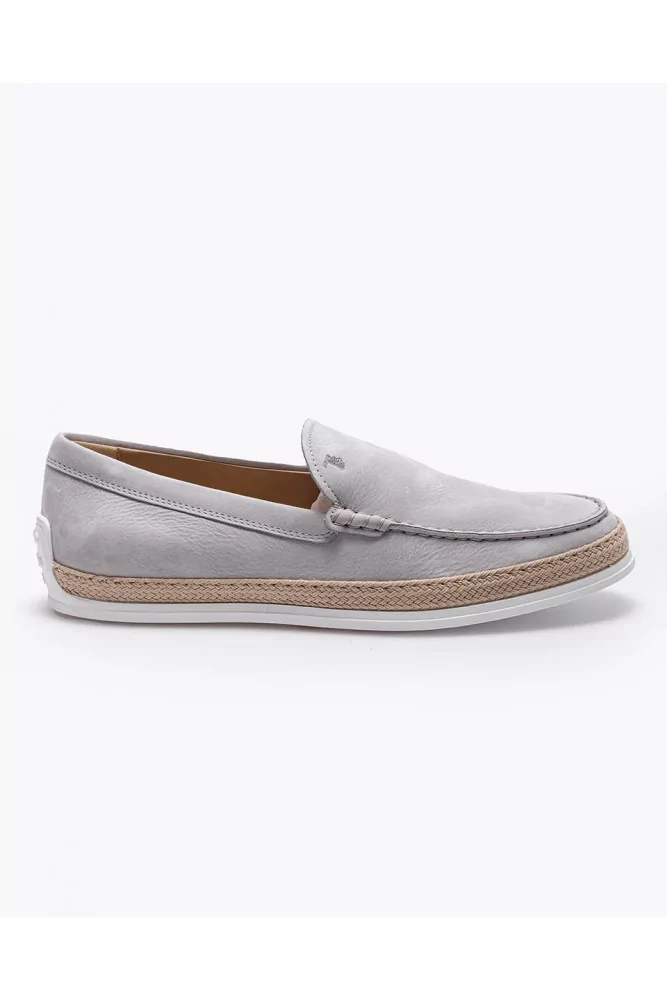 Nuova Pantofola Gomma Rafia of Tod's - Grey moccasins with tab and with ...