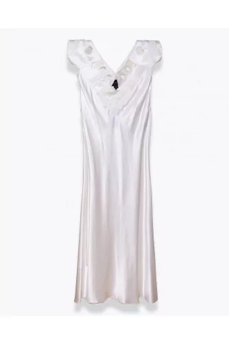 Long silk dress with V neckline