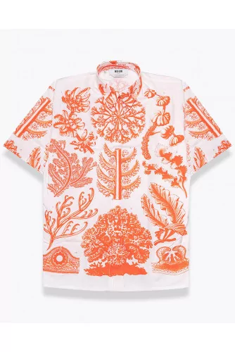 Cotton shirt with coral print
