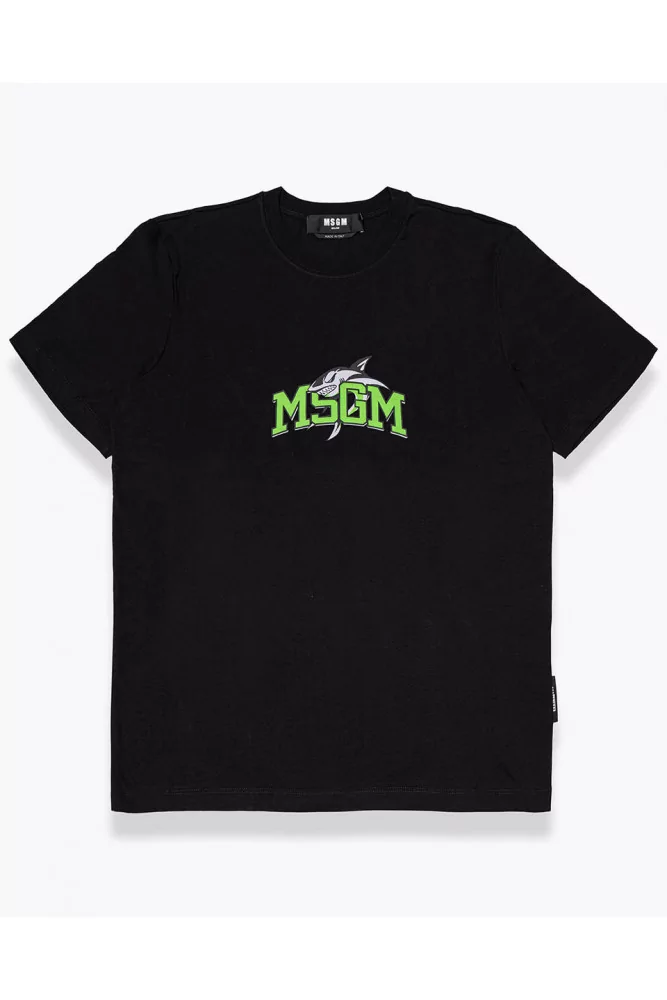 T-shirt avec imprimé requin et tag MSGM