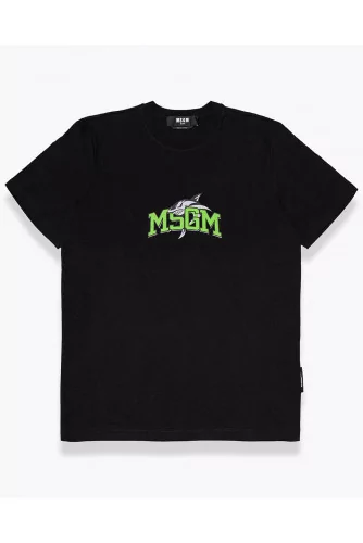 T-shirt avec imprimé requin et tag MSGM