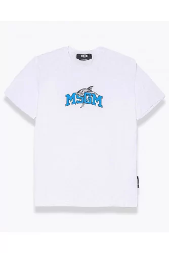 T-shirt avec imprimé requin et tag MSGM