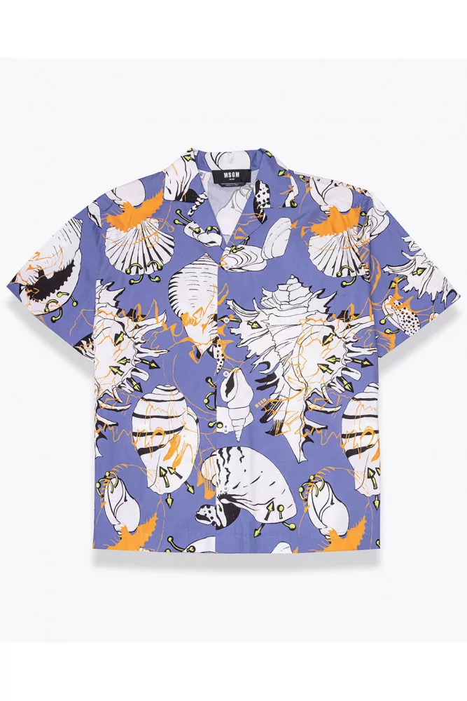 MSGM - Chemise en coton coupe droite à imprimé coquillages 39 Gris