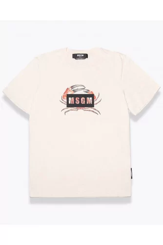 Cotton T-shirt with crab print and MSGM tag