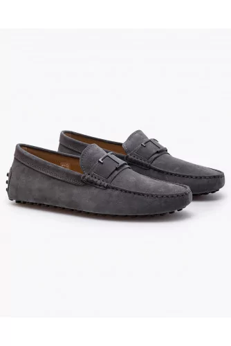 Gommino T Piatta - Split leather moccasins with metal T