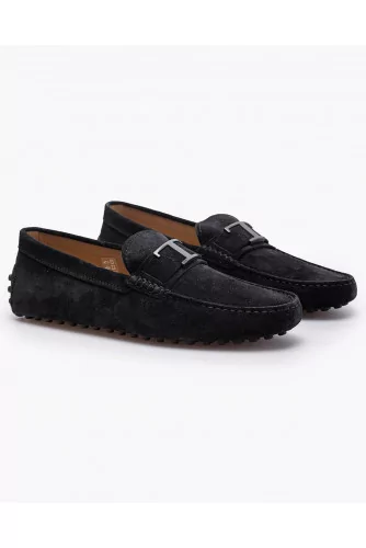 Gommino T Piatta - Split leather moccasins with metal T