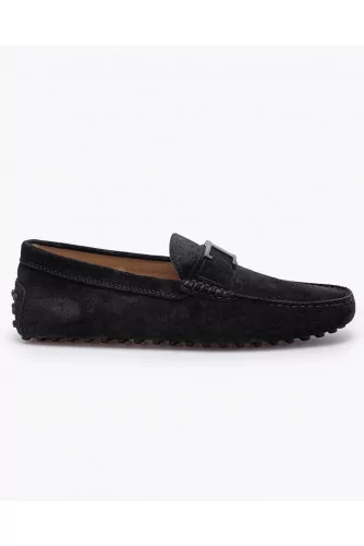 Gommino T Piatta - Split leather moccasins with metal T