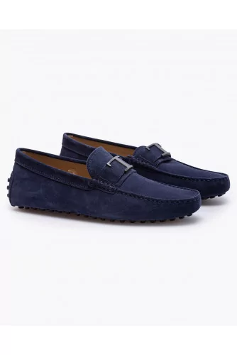 Gommino T Piatta - Split leather moccasins with metal T