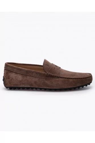 City Gommino - Suede moccasins with decorative penny strap