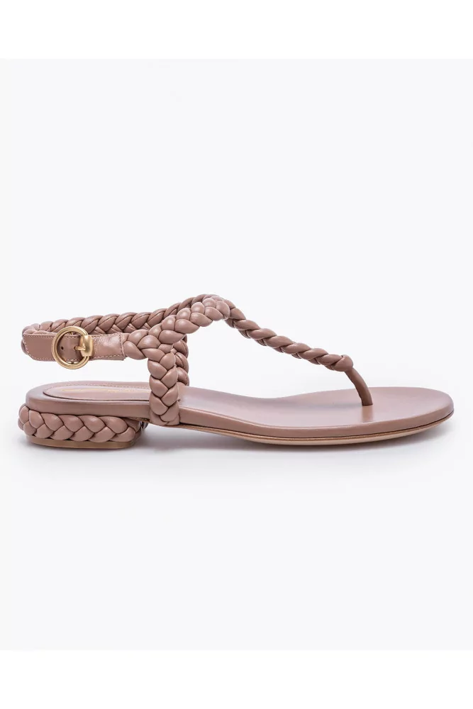 Gianvito Rossi - Sandales entredoigts tressée en cuir nappa 15 37 Marron