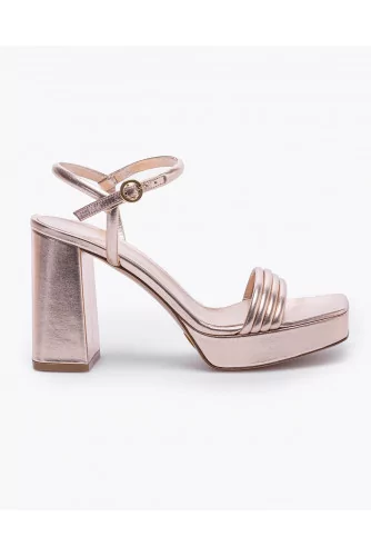 Charles IX - Nappa leather high-heeled sandals with straps