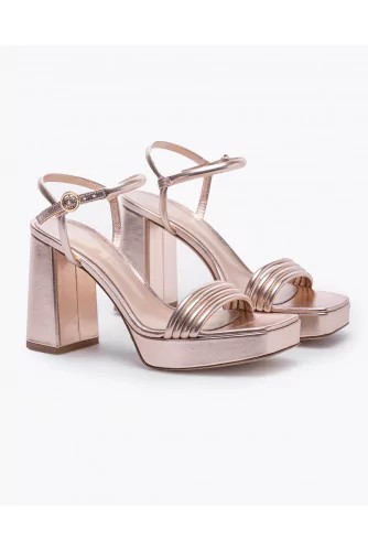 Charles IX - Nappa leather high-heeled sandals with straps