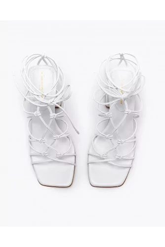 Nappa leather spartan sandals with heels and laces 85