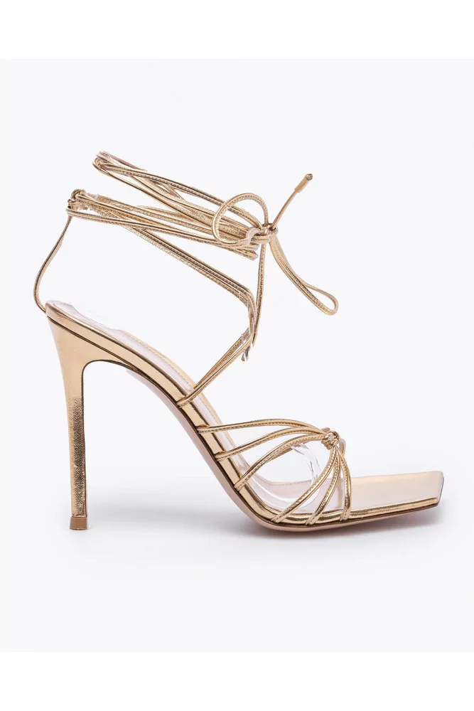 High-heeled nappa leather spartan sandals with flanges 105