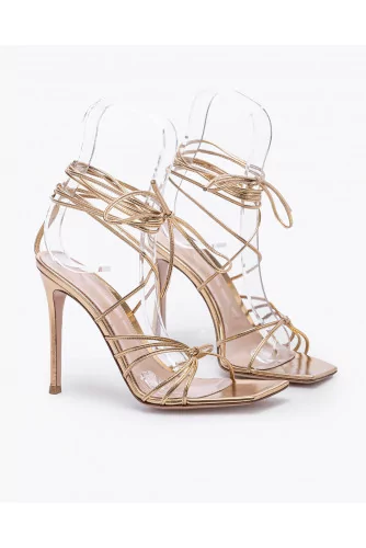 High-heeled nappa leather spartan sandals with flanges 105