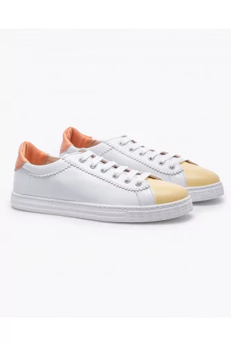 Nappa leather sneakers with yokes