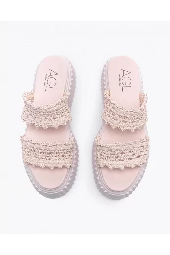 Crochet nappa leather platform mules 70