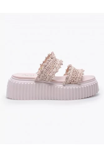 Crochet nappa leather platform mules 70