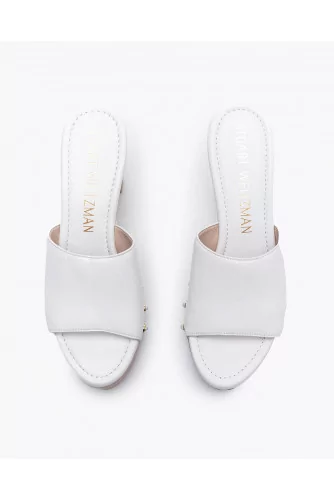 Nappa leather mules with wide strap and pearl studs 85