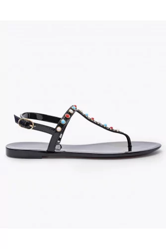 PVC sandals decorated with colored stones