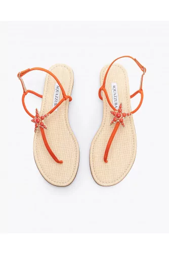 Suede sandals with sea star jewel