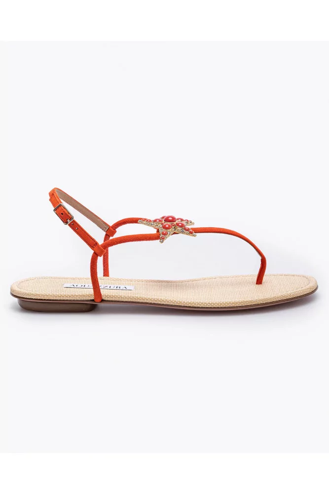 Suede sandals with sea star jewel