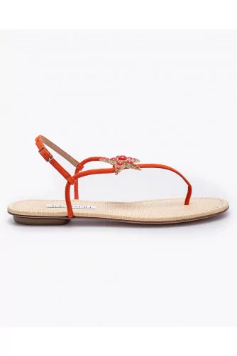 Suede sandals with sea star jewel