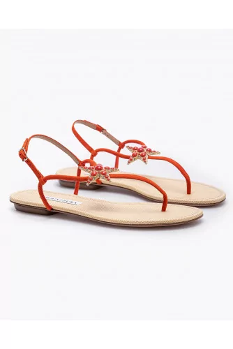 Suede sandals with sea star jewel