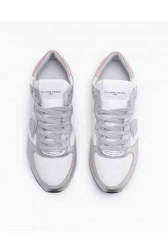 Split leather sneakers with yokes