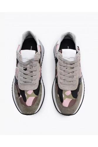 Tropez 2.1 - Split leather sneakers with yokes and camouflage