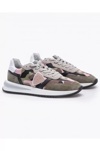 Tropez 2.1 - Split leather sneakers with yokes and camouflage