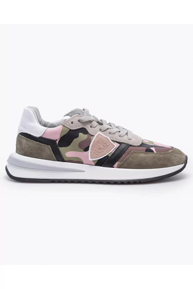 Tropez 2.1 - Split leather sneakers with yokes and camouflage