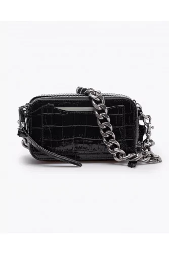 Snapshot - Leather bag with crocodile print and metal chain