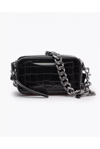 Marc Jacobs Black 'The Croc-Embossed Snapshot' Bag