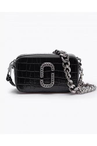 Snapshot - Leather bag with crocodile print and metal chain