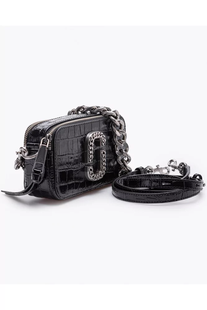 The Snapshot of Marc Jacobs - White leather rectangular bag with crocodile  print and metal chain for women