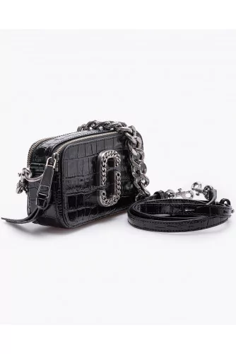 Snapshot - Leather bag with crocodile print and metal chain