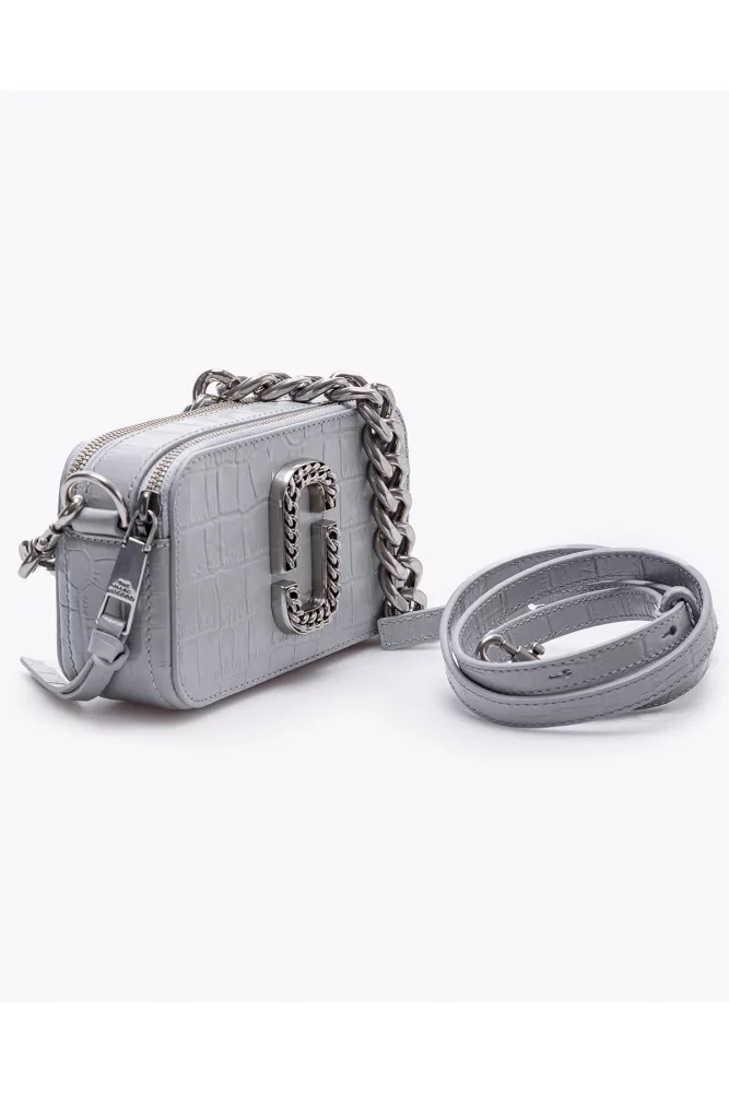 The Snapshot of Marc Jacobs - Black leather rectangular bag with crocodile  print and metal chain for women