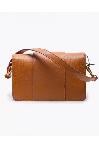 Grained leather bag with flap